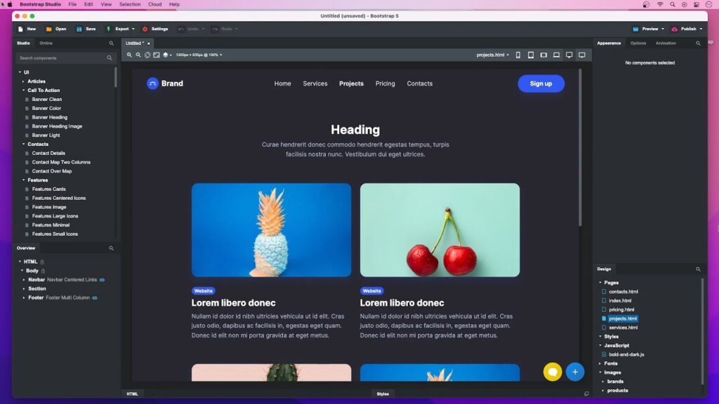 Bootstrap work example