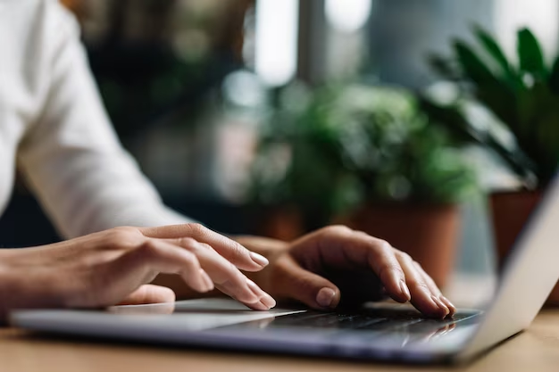 typing on a laptop